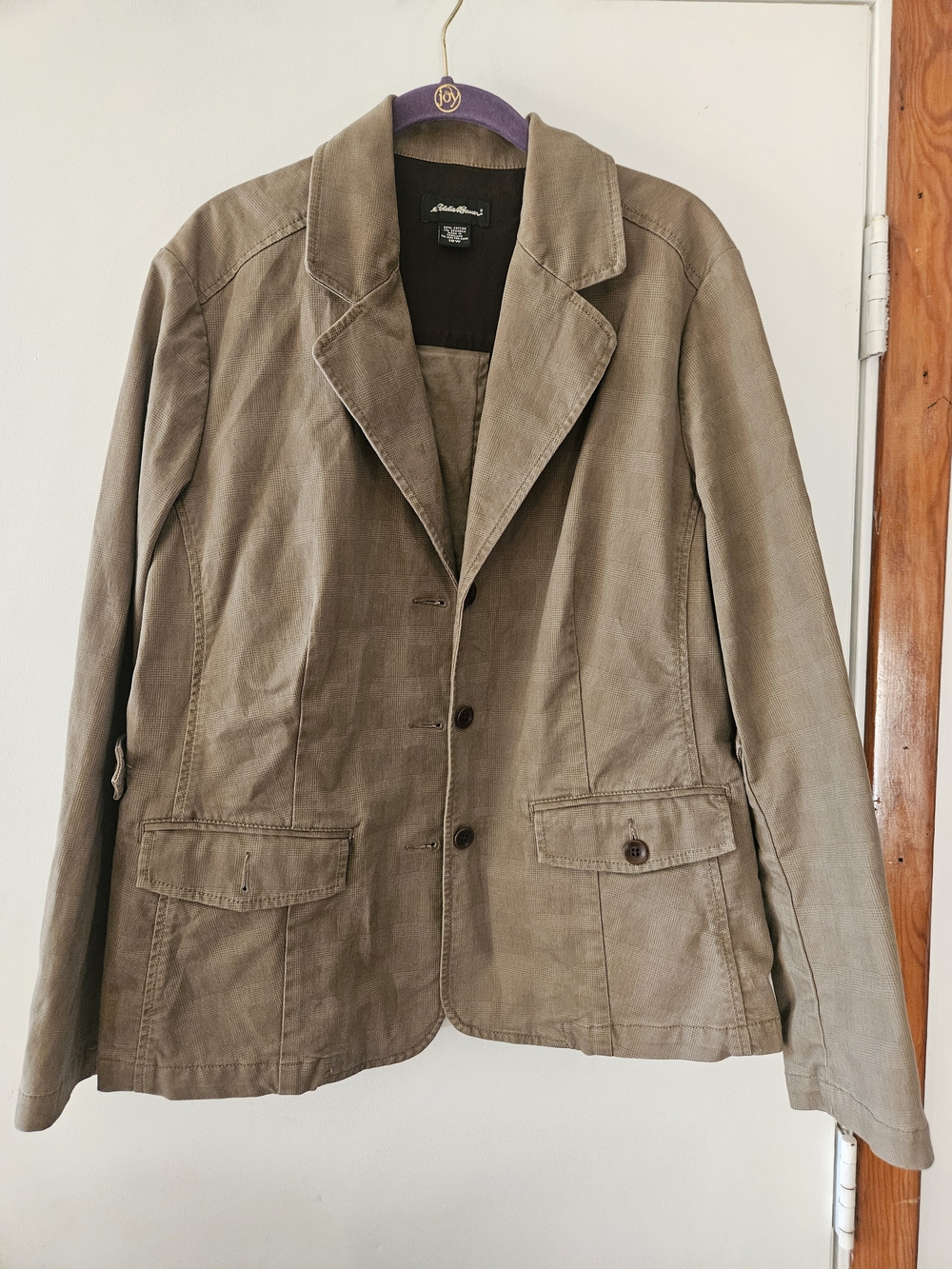 Eddie Bauer Womens 18w Taupe Brown Cotton Blazer Jacket